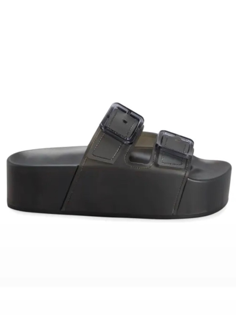 Authentic Balenciaga Platform Double-Buckle Slide Sandal in Black